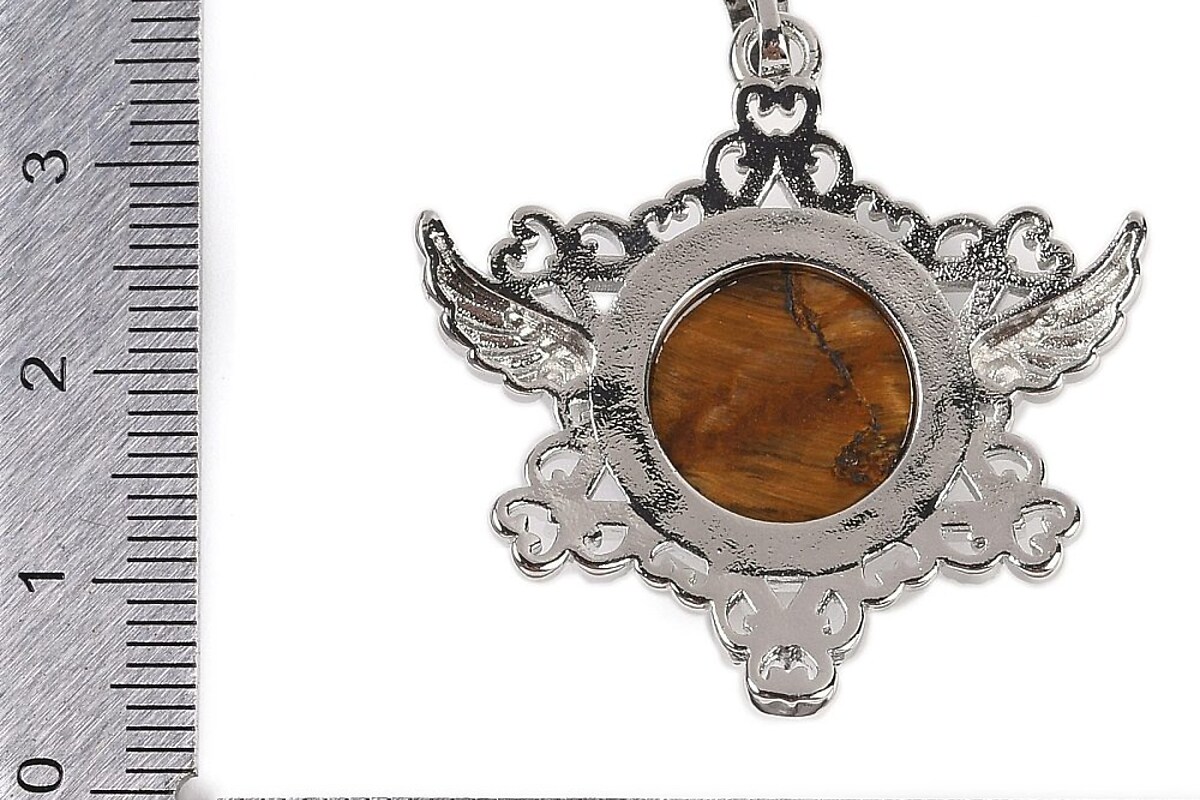 Pandantiv stea ochi de tigru, cu agatatoare argintiu inchis, 35x34mm