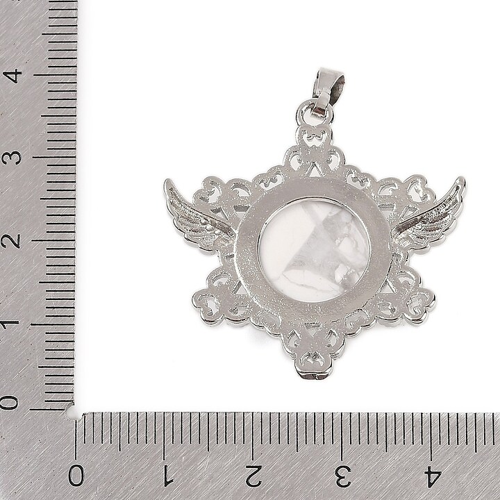 Pandantiv stea howlit alb, cu agatatoare argintiu inchis, 35x34mm