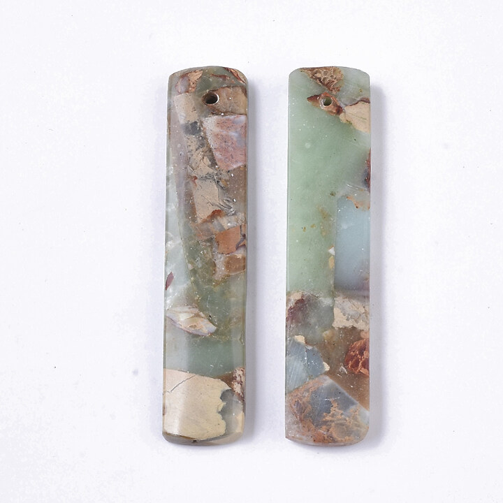 Pandantiv dreptunghi Aqua Terra Jasper 48x10mm