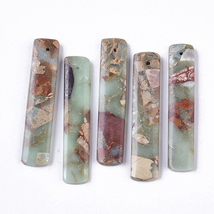 Pandantiv dreptunghi Aqua Terra Jasper 48x10mm