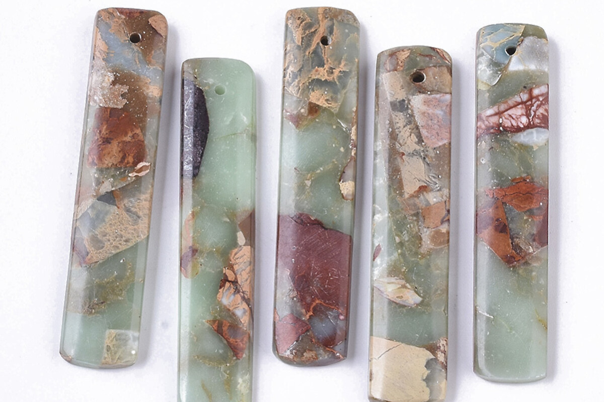 Pandantiv dreptunghi Aqua Terra Jasper 48x10mm