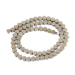 Margele hematit inima, electroplacat bronz platinat, 6x6x2mm (sirag)
