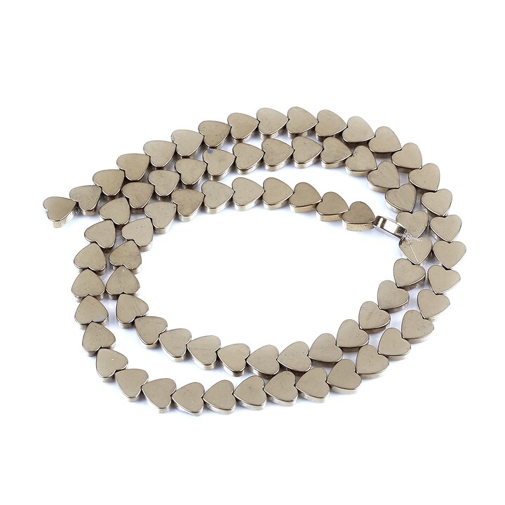 Margele hematit inima, electroplacat bronz platinat, 6x6x2mm (sirag)