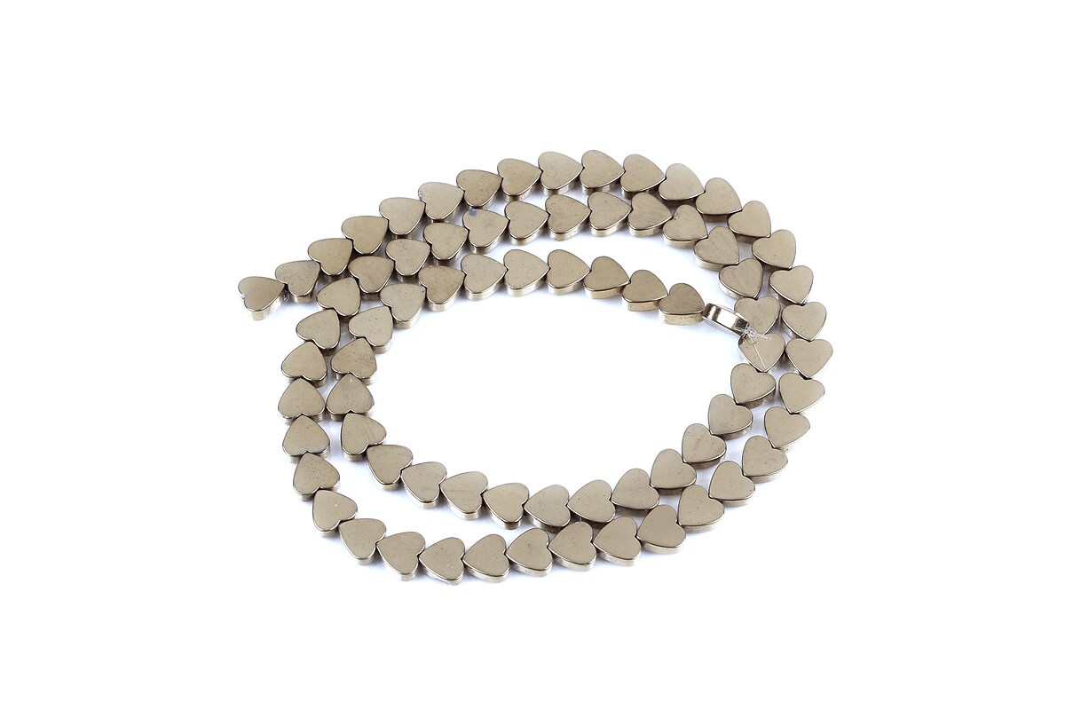 Margele hematit inima, electroplacat bronz platinat, 6x6x2mm (sirag)