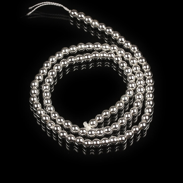 Margele hematit argintiu deschis sfere 4mm (sirag)