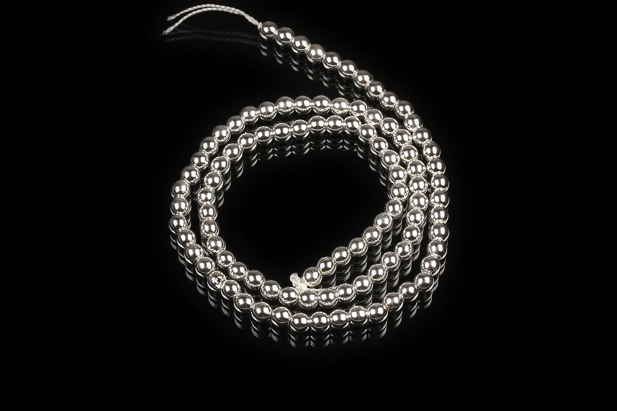 Margele hematit argintiu deschis sfere 4mm (sirag)