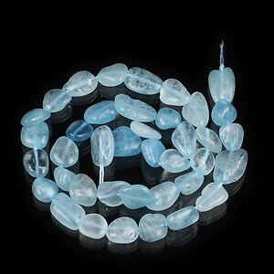 Margele aquamarine nuggets rotunjite 8-15x7-12mm (sirag)
