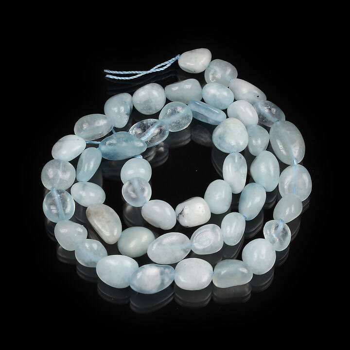 Margele aquamarine nuggets rotunjite 8-12x7-10mm (sirag)