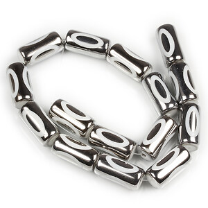 Sirag margele de sticla tubulare electroplacate 20x10mm - argintiu