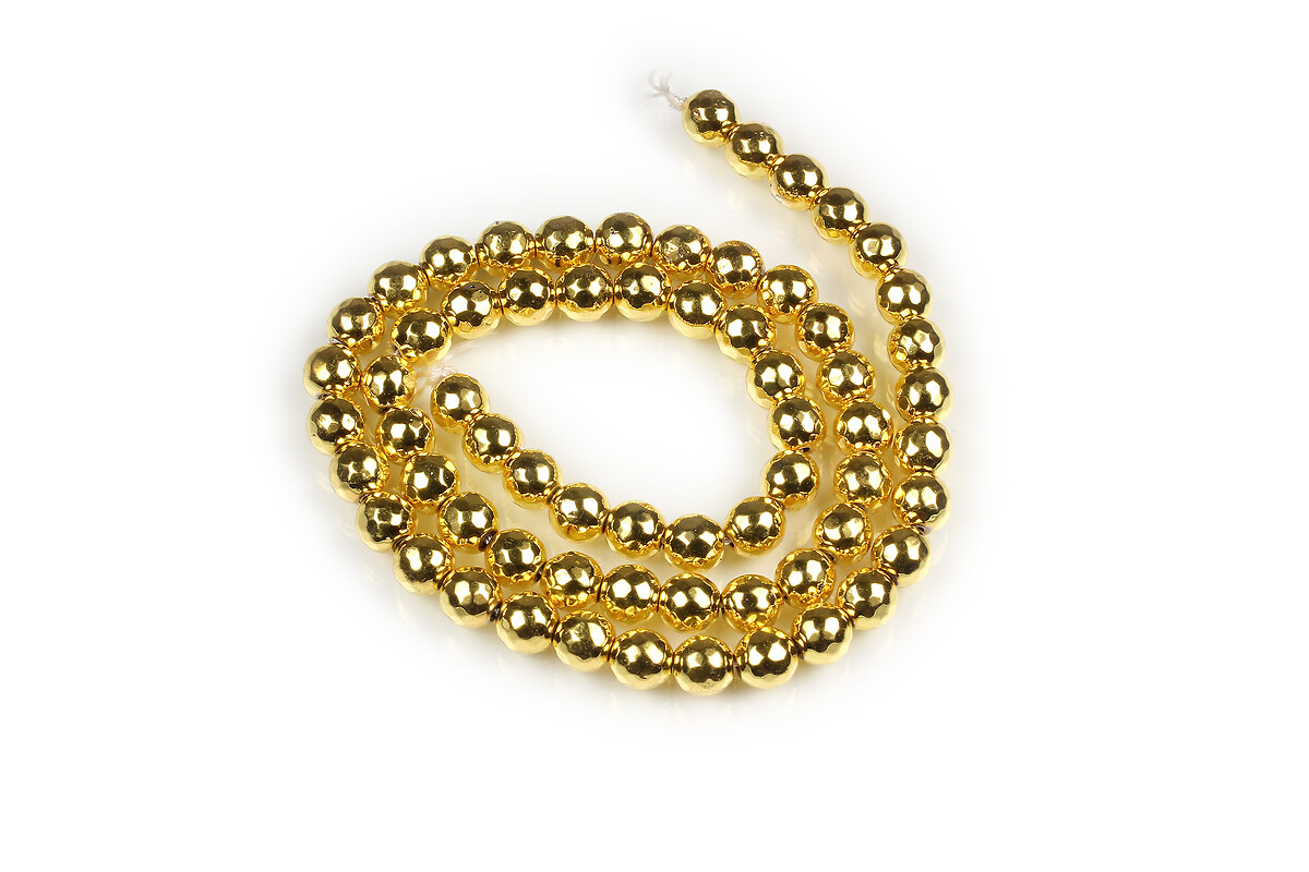 Hematit sfere fatetate 6mm - auriu deschis (sirag)