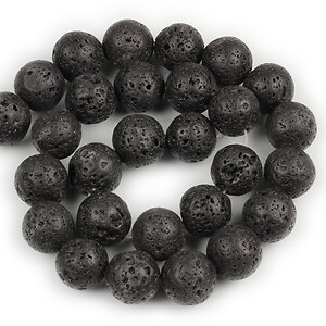 Margele lava neagra sfere 14mm (sirag)