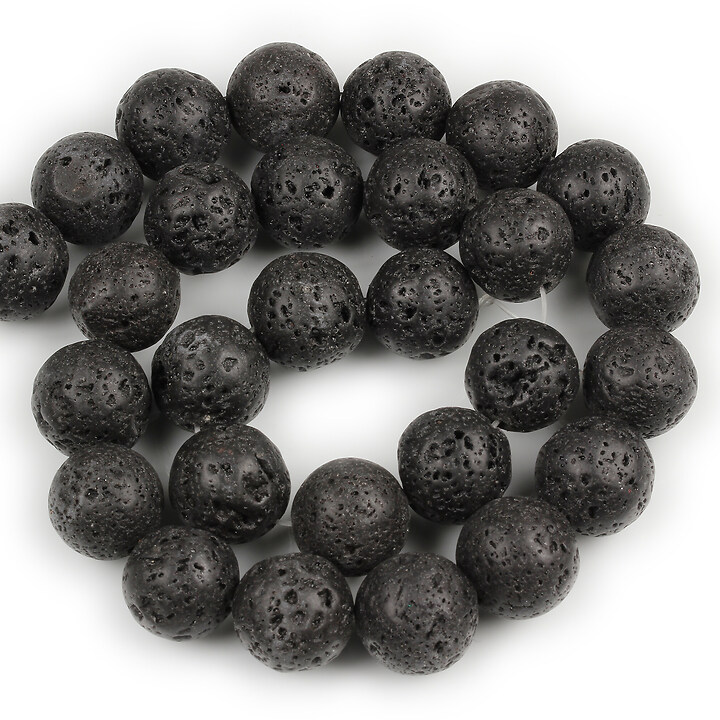 Margele lava neagra sfere 14mm (sirag)