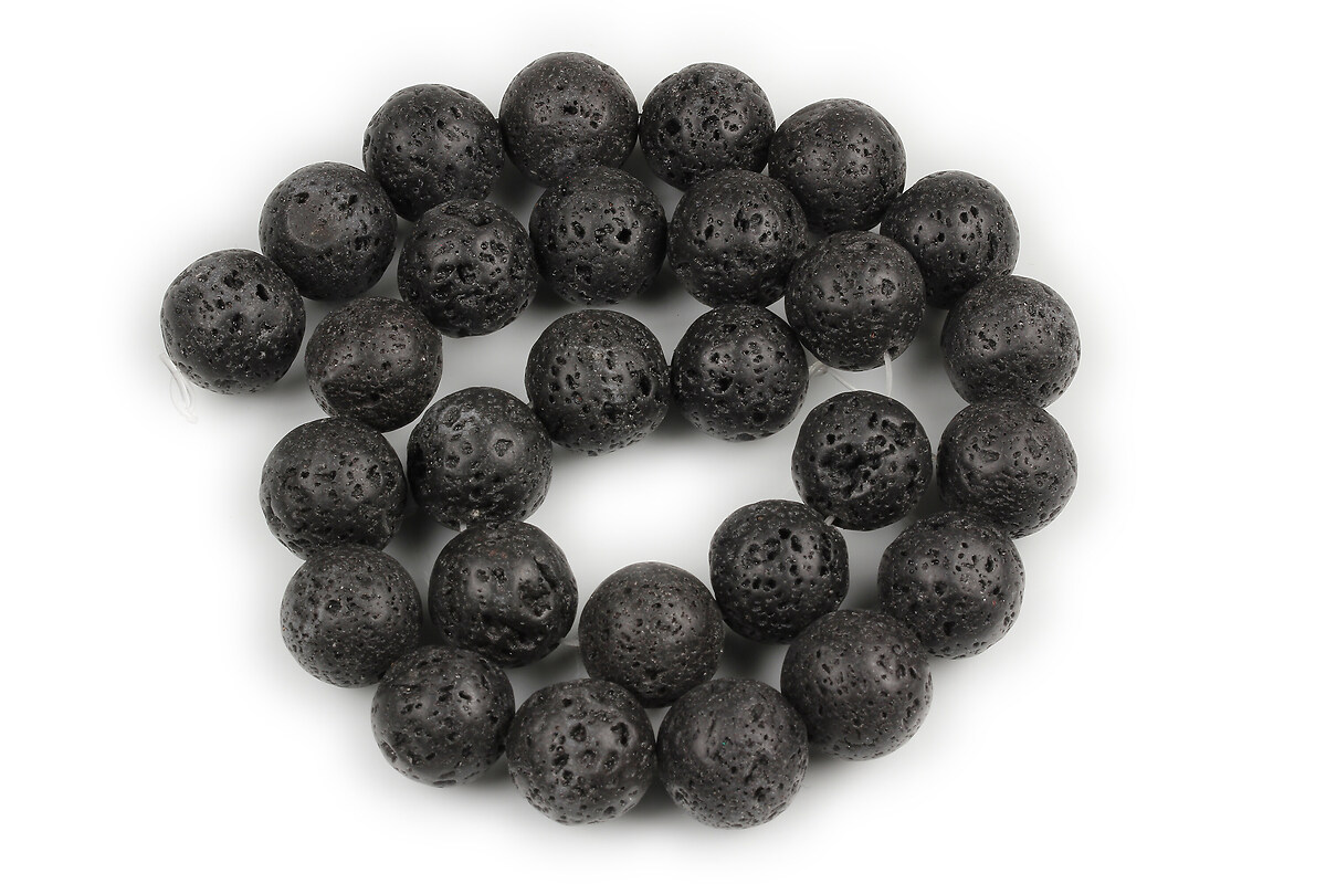 Margele lava neagra sfere 14mm (sirag)