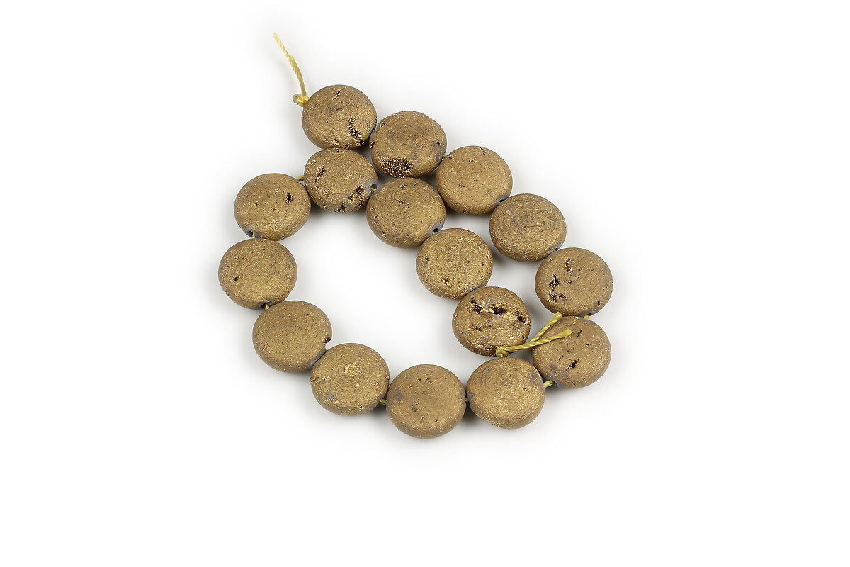 Margele Agate frosted geoda bronz banuti 12mm (sirag scurt)