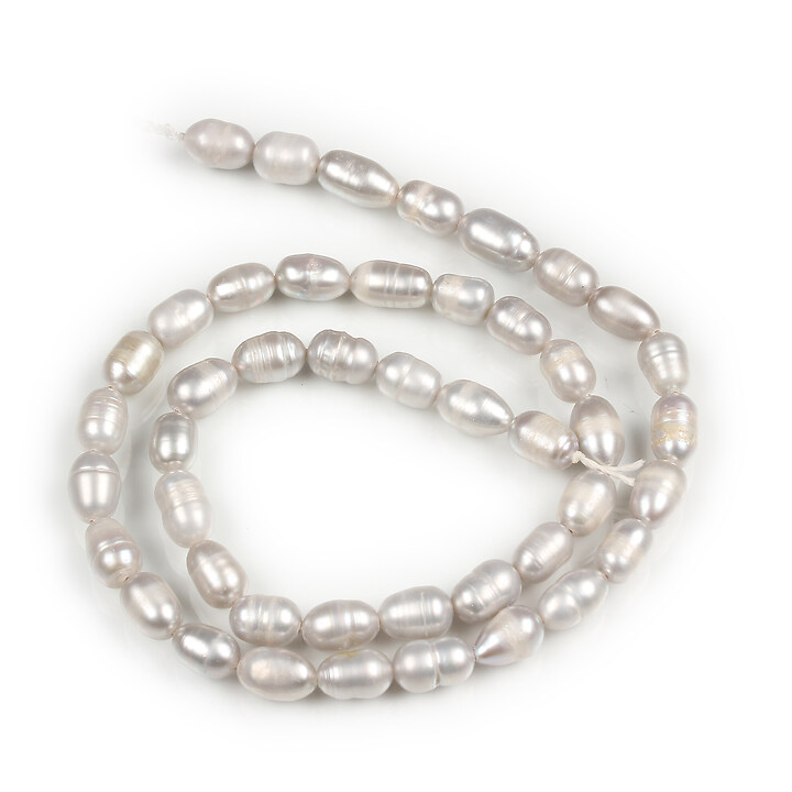 Margele perle de cultura alungite gri 6-8x5mm (sirag)