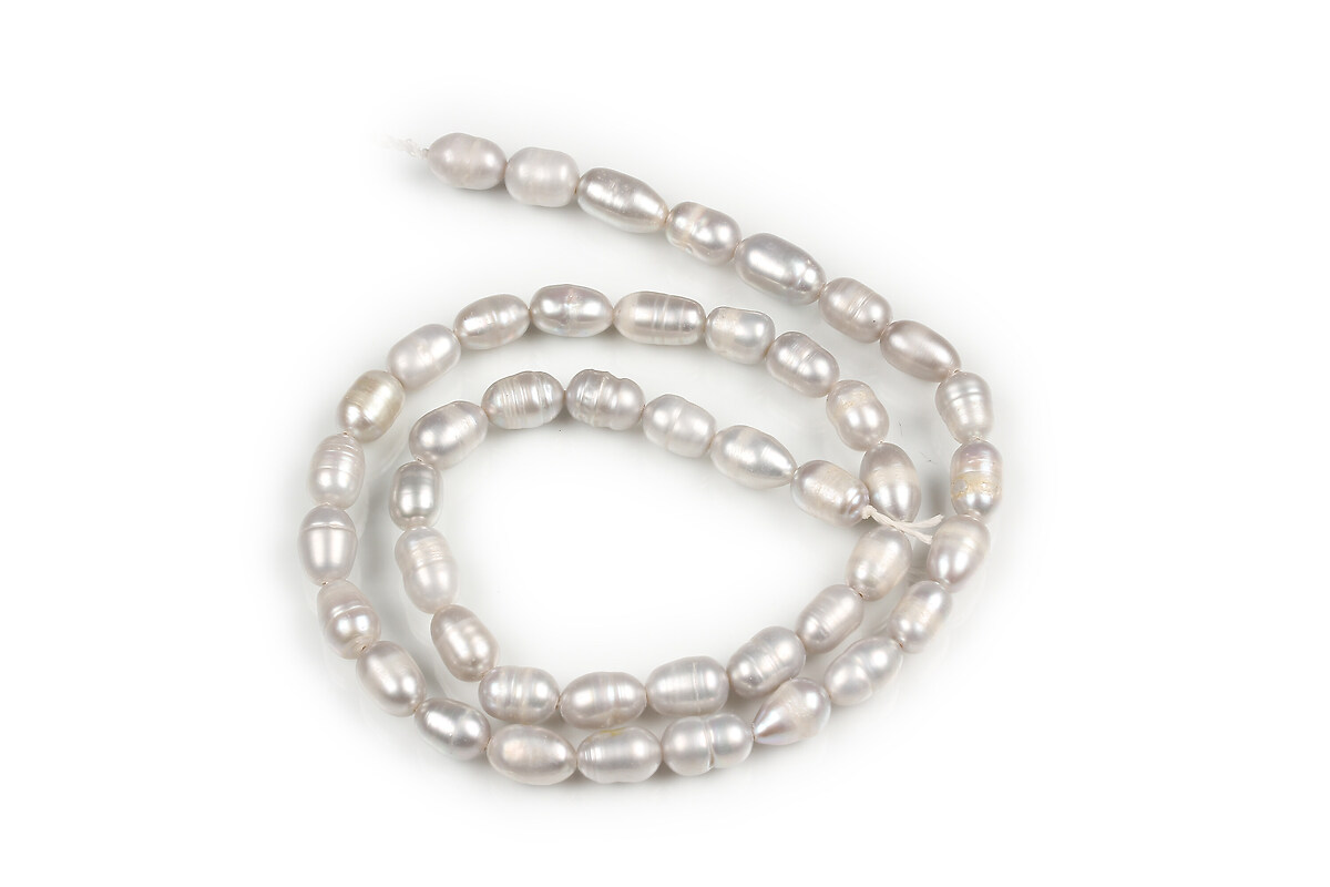 Margele perle de cultura alungite gri 6-8x5mm (sirag)