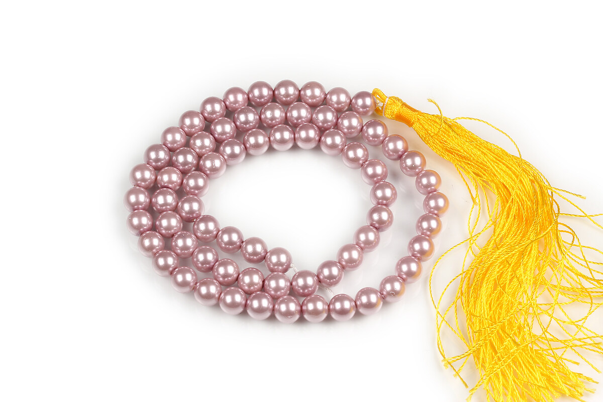 Margele perle tip Mallorca roz murdar sfere 6mm (sirag)