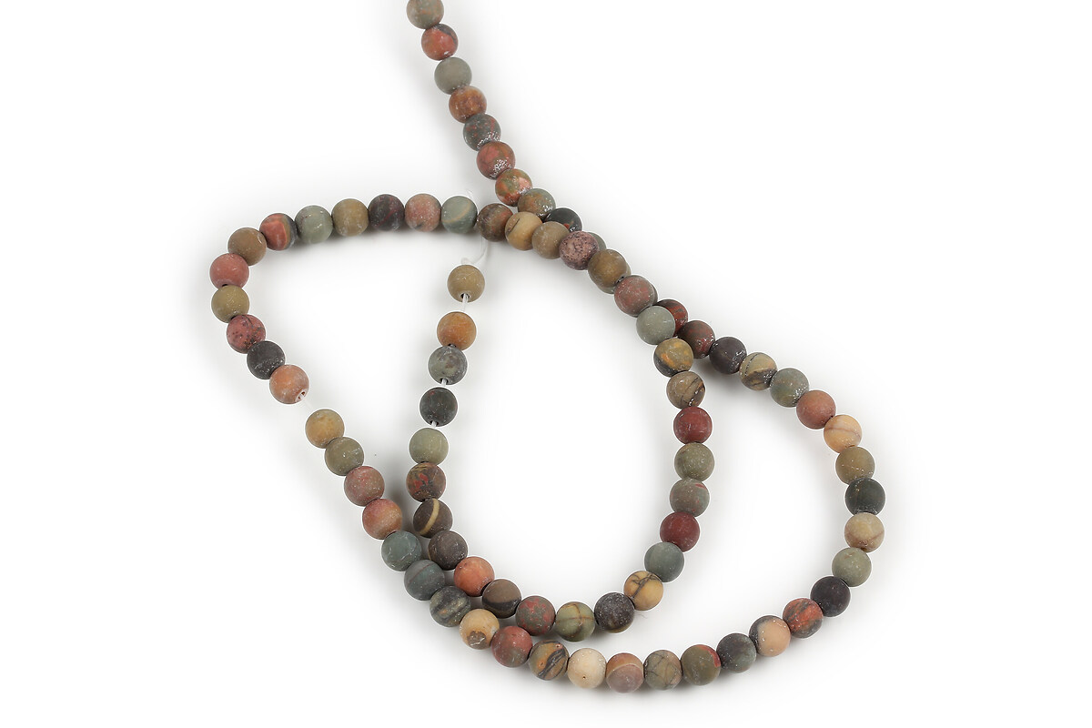Margele Picasso Jasper frosted (mat) sfere 4mm (sirag)