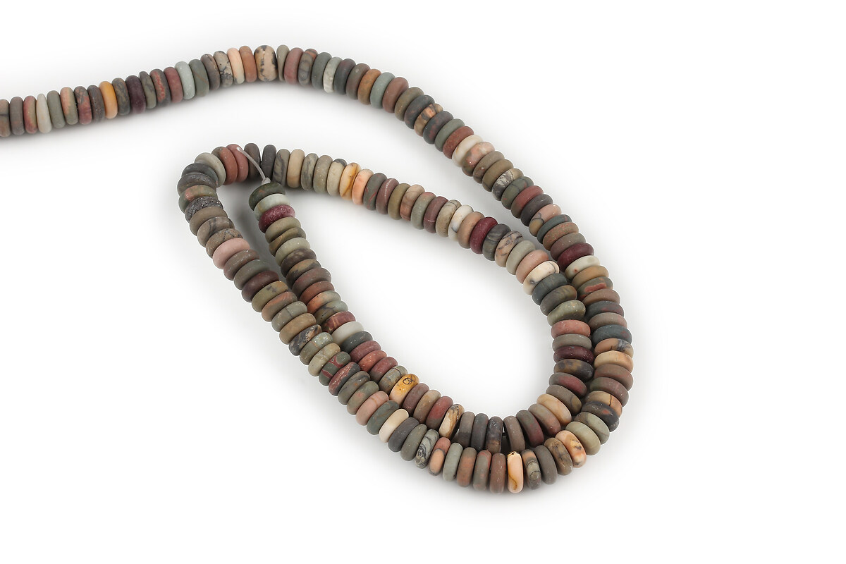 Margele Picasso Jasper frosted (mat) rondele 2x6mm (sirag)