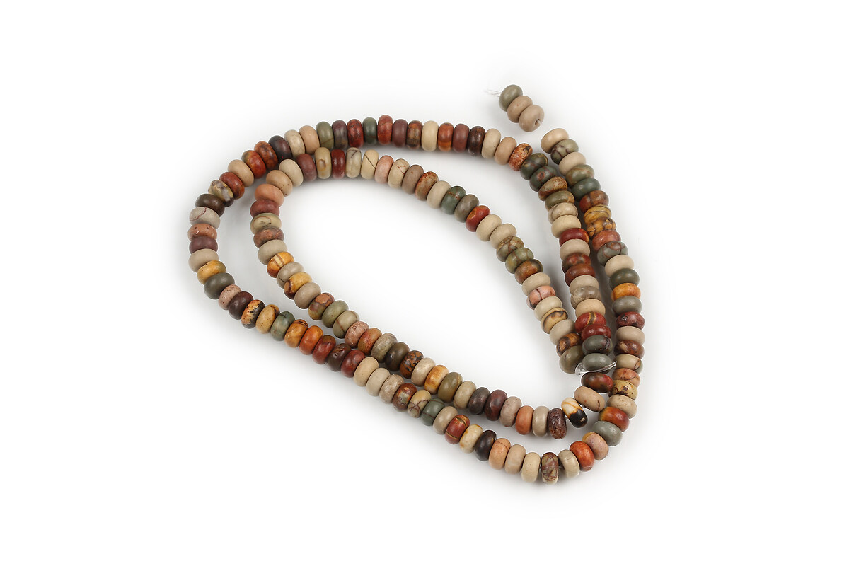Margele Picasso Jasper rondele 2-2,5x4-4,5mm (sirag)