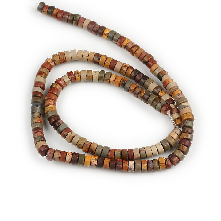 Margele Picasso Jasper rondele 2-2,5x4-5mm (sirag)