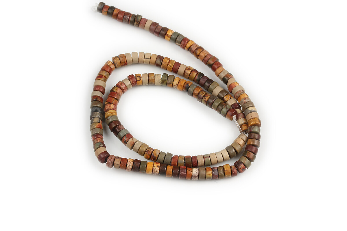 Margele Picasso Jasper rondele 2-2,5x4-5mm (sirag)