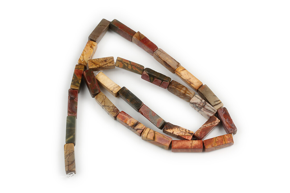 Margele Picasso Jasper dreptunghi 13x4-5mm (sirag)
