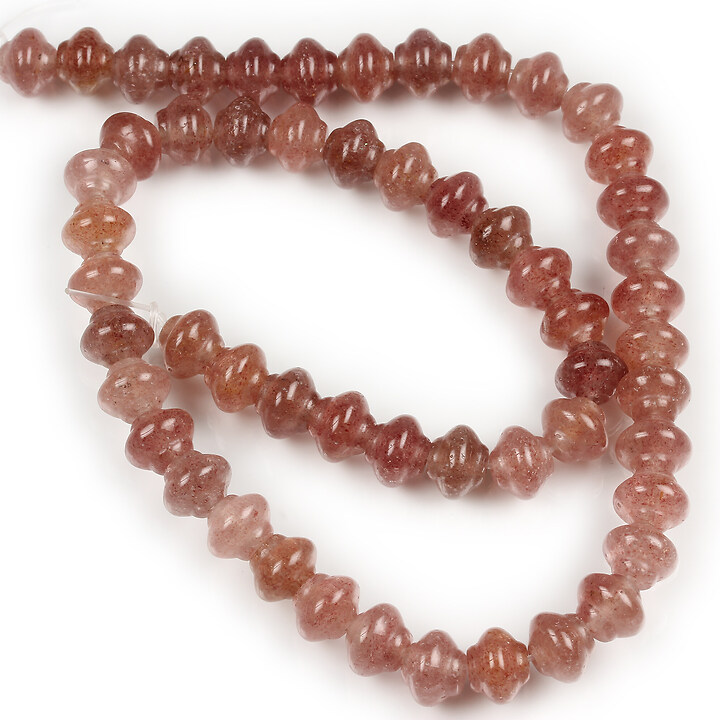 Margele Strawberry Cuart rondele bombate 7x9mm (sirag)