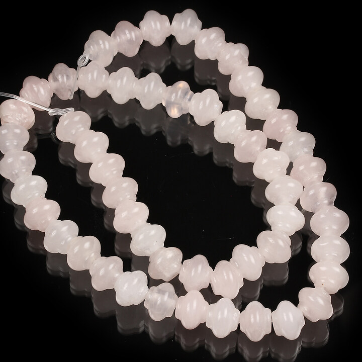 Margele cuart roz rondele bombate 7x9mm (sirag)