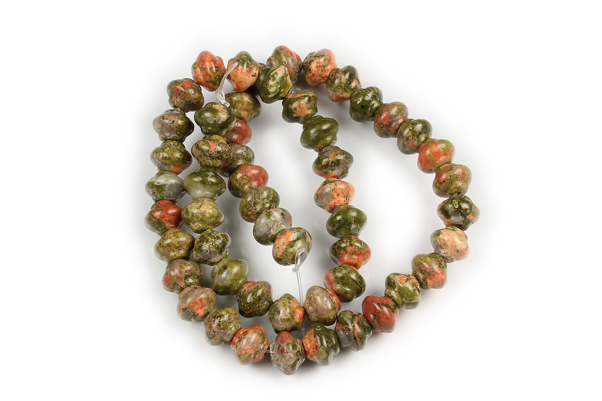 Margele unakite rondele bombate 7x9mm (sirag)