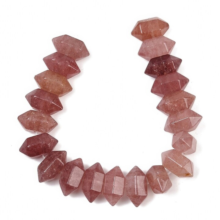 Margele Strawberry Cuart rondele mari fatetate 11x20mm (sirag scurt)