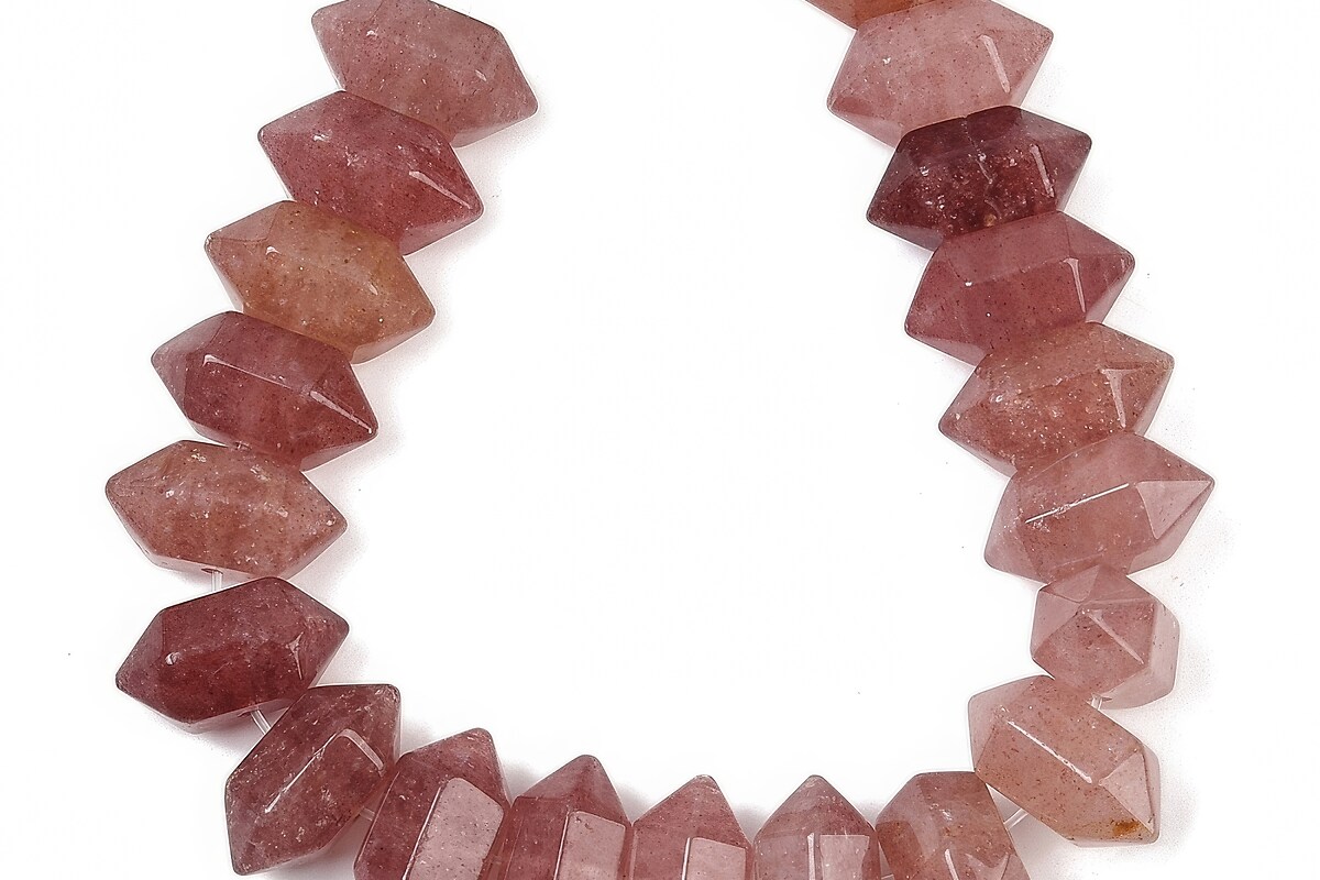 Margele Strawberry Cuart rondele mari fatetate 11x20mm (sirag scurt)