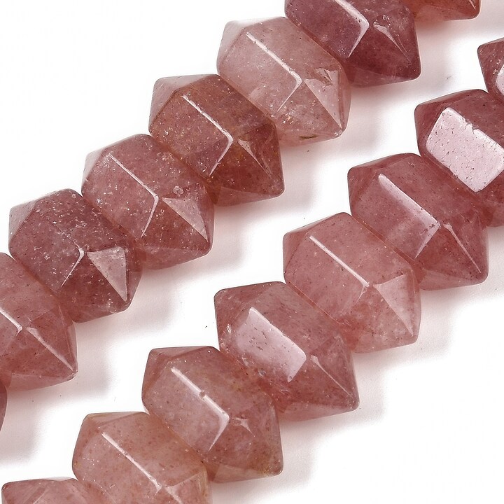 Margele Strawberry Cuart rondele mari fatetate 11x20mm (sirag scurt)