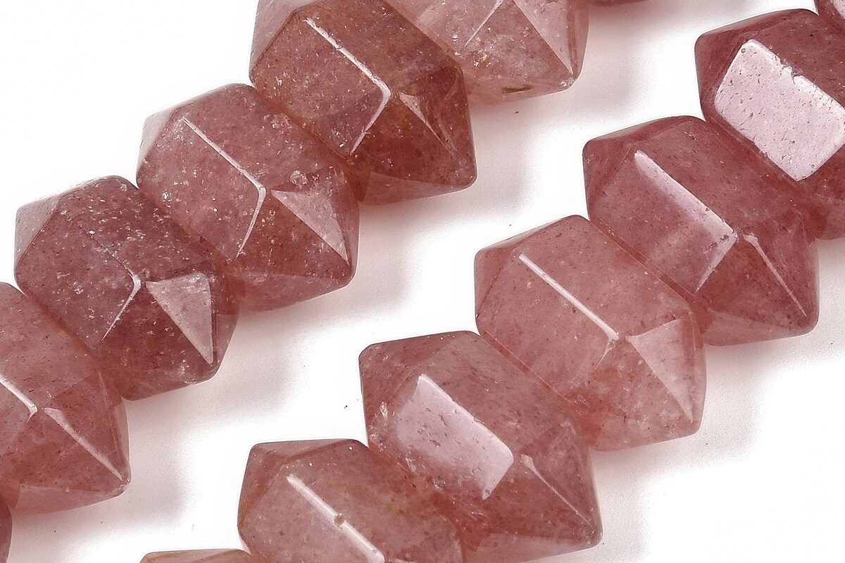 Margele Strawberry Cuart rondele mari fatetate 11x20mm (sirag scurt)