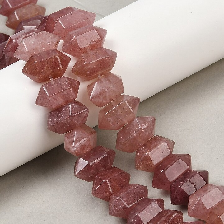 Margele Strawberry Cuart rondele mari fatetate 11x20mm (sirag scurt)