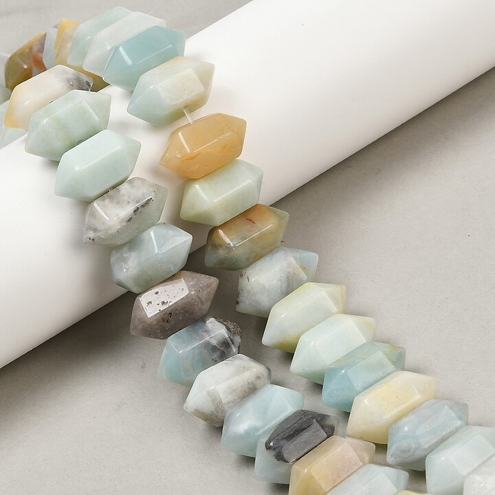 Margele amazonite rondele mari fatetate 11x20mm (sirag scurt)