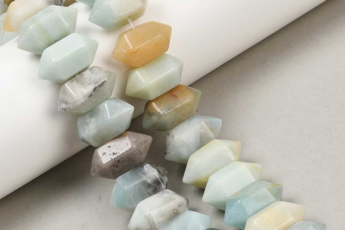 Margele amazonite rondele mari fatetate 11x20mm (sirag scurt)