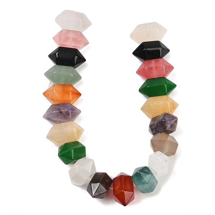 Margele pietre semipretioase mix rondele mari fatetate 11x20mm (sirag scurt)