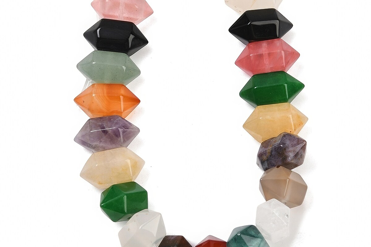 Margele pietre semipretioase mix rondele mari fatetate 11x20mm (sirag scurt)