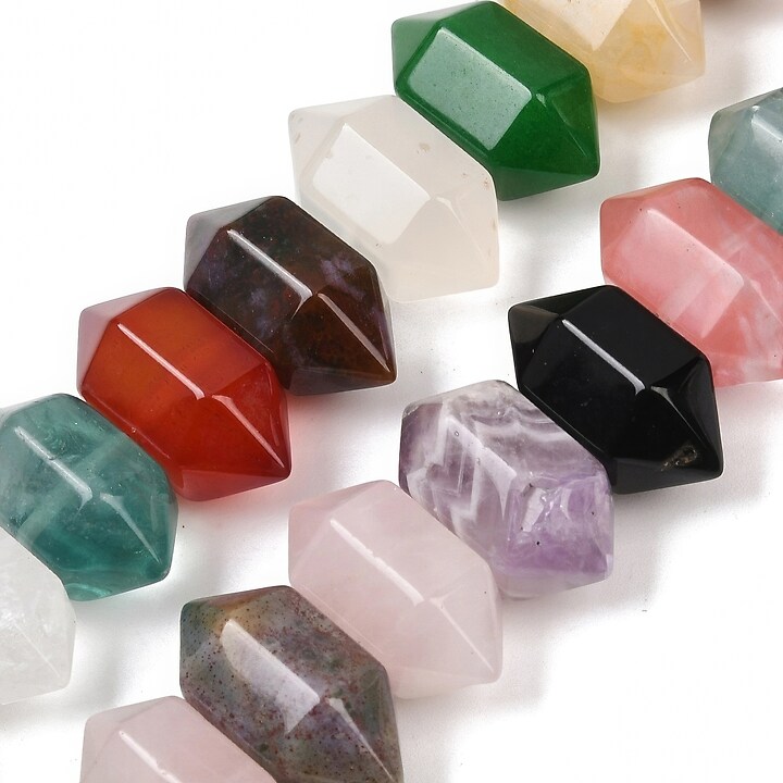 Margele pietre semipretioase mix rondele mari fatetate 11x20mm (sirag scurt)