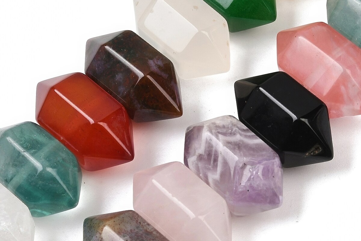 Margele pietre semipretioase mix rondele mari fatetate 11x20mm (sirag scurt)