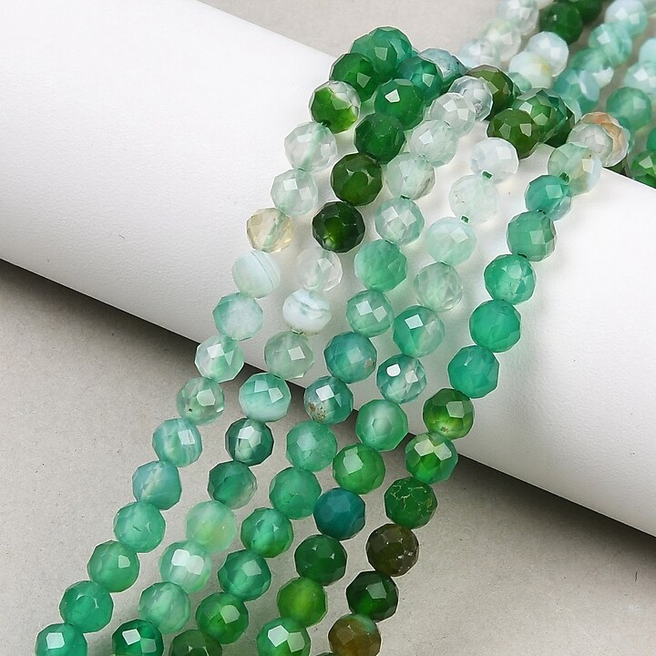 Margele onix verde sfere fatetate 4mm (sirag)