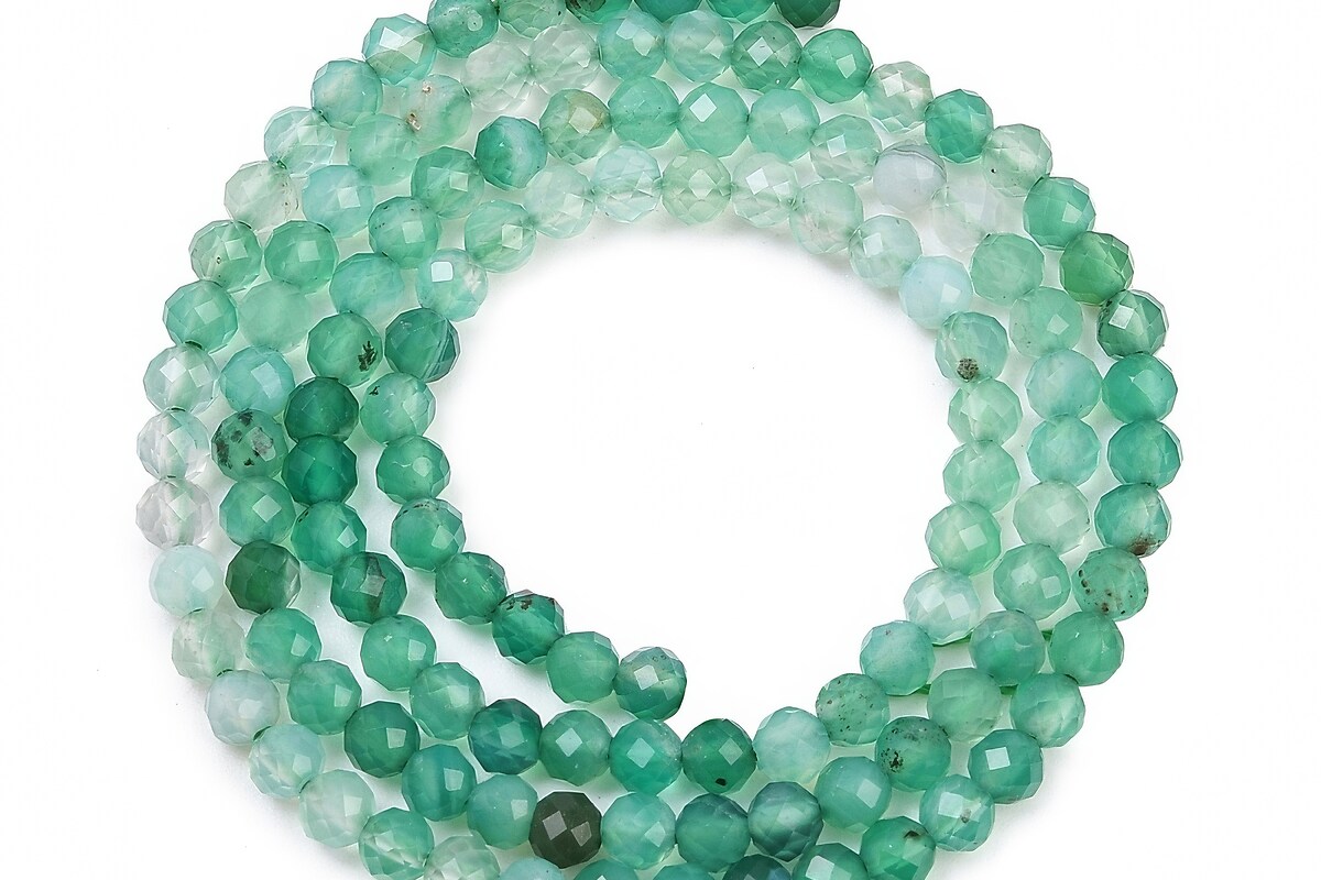 Margele onix verde sfere fatetate 3mm (sirag)