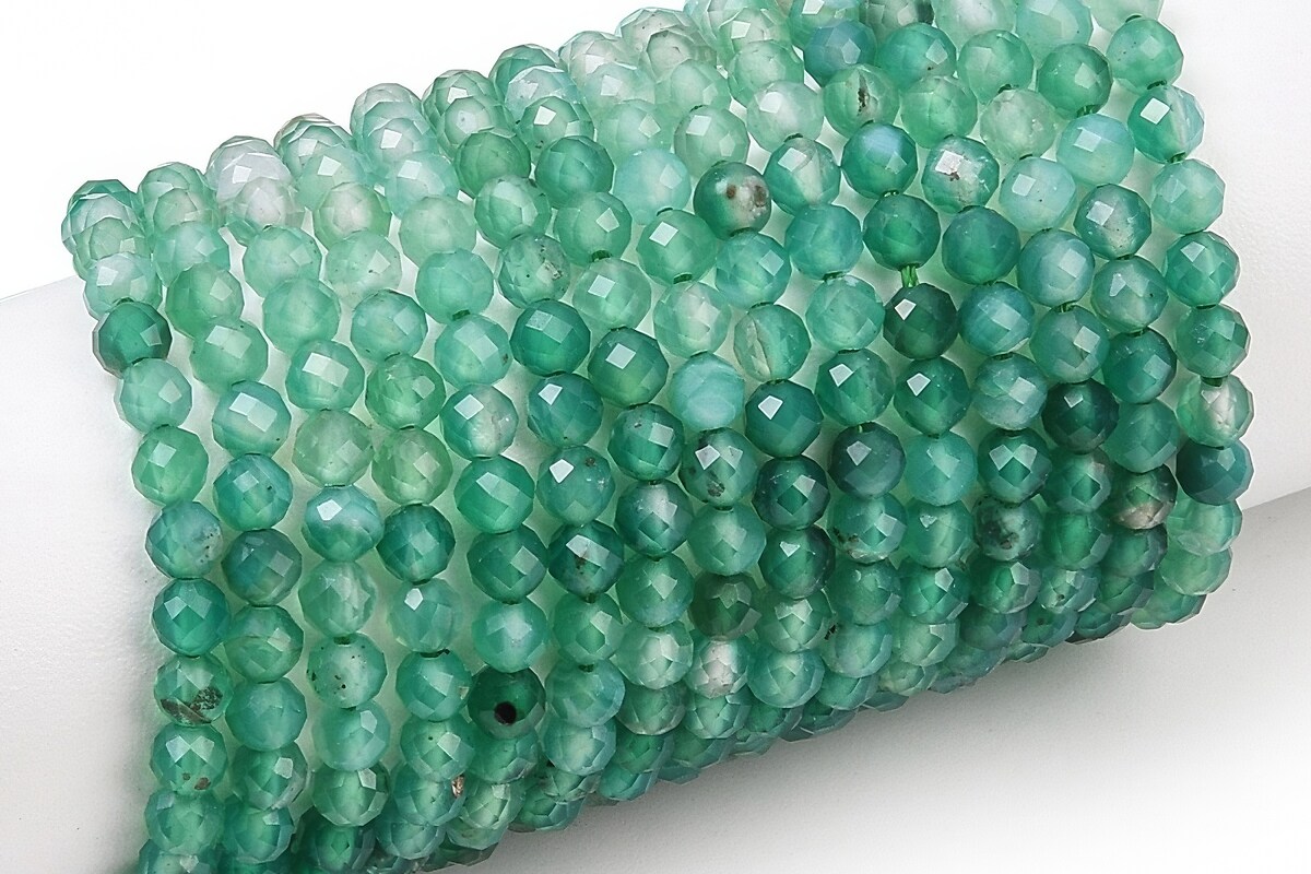 Margele onix verde sfere fatetate 3mm (sirag)