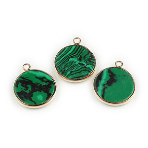 Pandantiv malachit cu agatatoare aurie 25x21mm