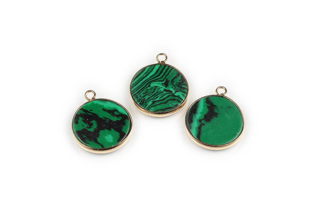 Pandantiv malachit cu agatatoare aurie 25x21mm