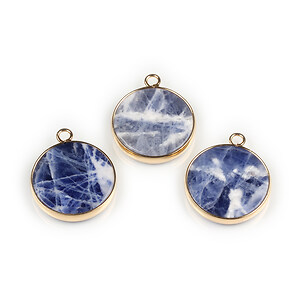 Pandantiv sodalit cu agatatoare aurie 25x21mm