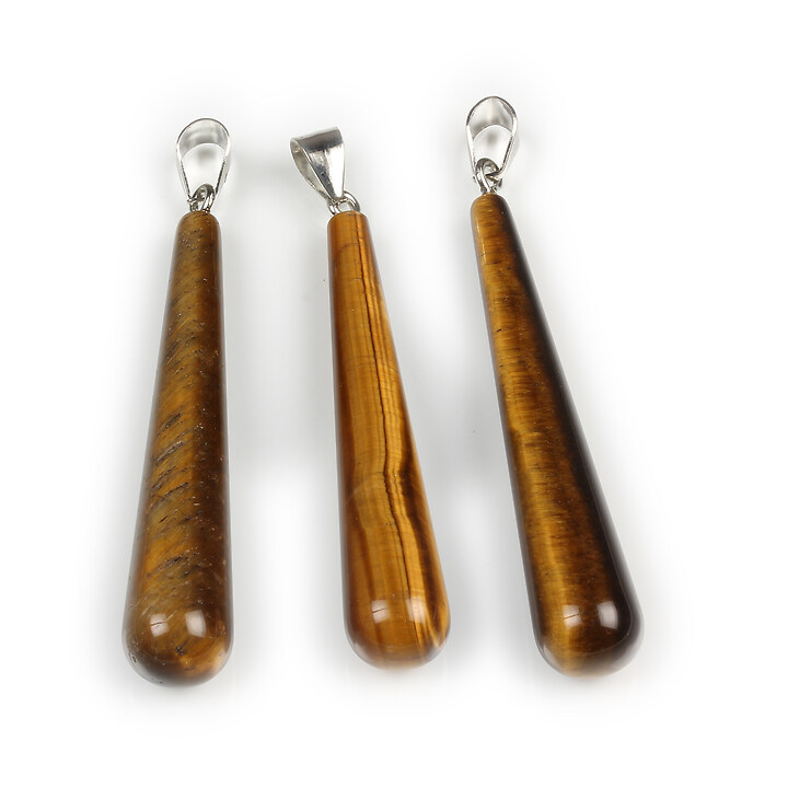 Pandantiv lacrima ochi de tigru cu agatatoare argintiu inchis 59x10mm