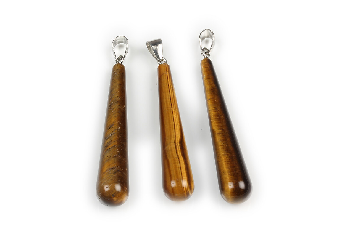 Pandantiv lacrima ochi de tigru cu agatatoare argintiu inchis 59x10mm