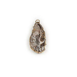 Pandantiv agata druzy gri in  montura aurie 36x16mm